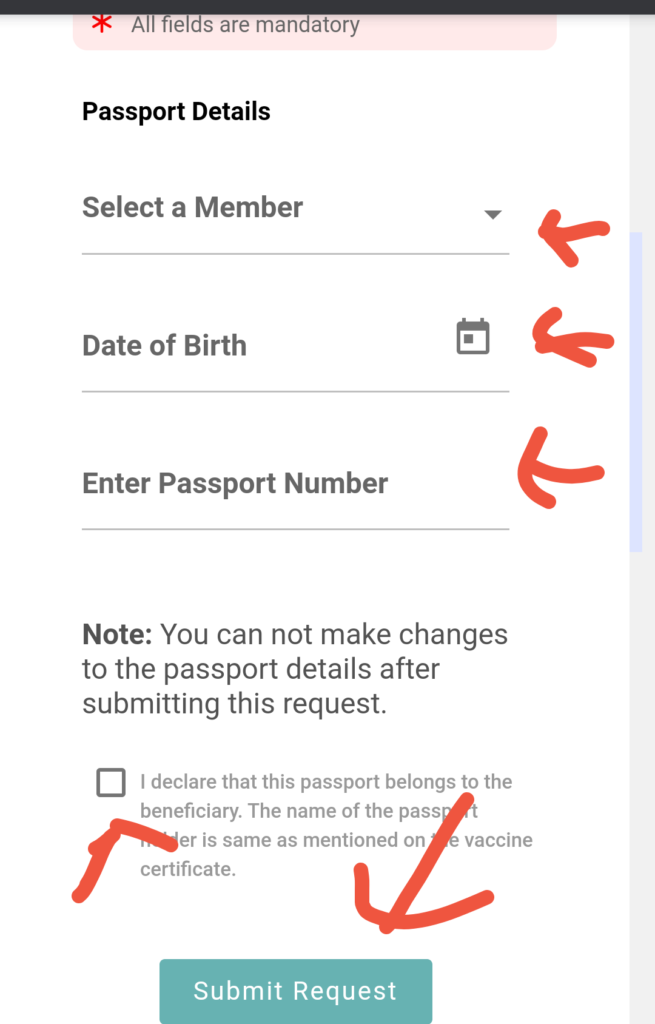 submit vaccine passport request